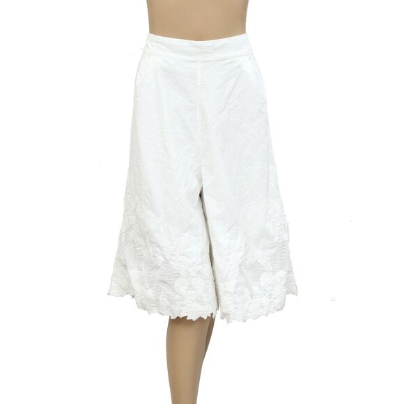 Free People Lost Skies Shorts Lace Capri Embroidered Wide Leg White L New 283784 - Picture 4 of 8